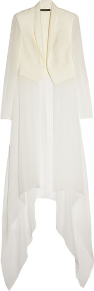 The Row Sorrento Silktwill and Silkchiffon Jacket in White (ivory) - Lyst