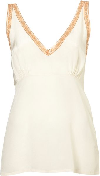 Topshop Premium Silk Lace Trim Cami - Lyst
