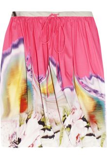 Vera Wang Printed Twisted Stretchcotton Skirt - Lyst