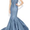 Zac Posen Strapless Taffeta Fishtail Gown in Blue - Lyst