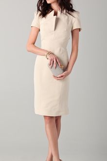 Zac Posen Short Sleeve Dress with Neckline Detail - Lyst