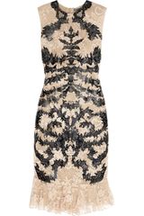 Alexander McQueen Lasercut Patentleather and Lace Dress