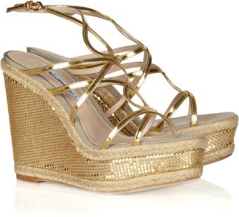 Brian Atwood Jourdan Chainmailcovered Rope Wedge Sandals - Lyst