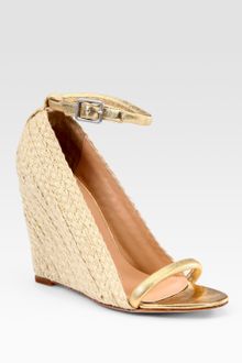 Diane Von Furstenberg Metallic Leather Espadrille Wedge Sandals - Lyst