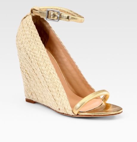 furstenberg diane wedge espadrille sandals metallic von leather gold