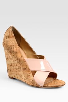 Diane Von Furstenberg Tafari Patent Leather Cork Wedge Sandals - Lyst