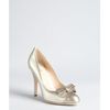 Fendi Platinum Twotone Leather Bow Detail Pumps in Gold (grey) - Lyst