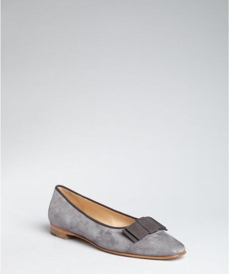 gray suede pointed toe flats