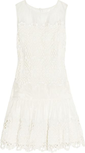 Red Valentino Embellished Macramé Dress in Beige (white) - Lyst