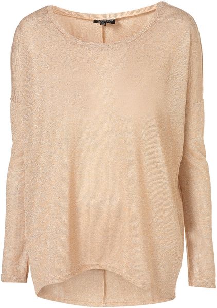 Topshop Oversized Lurex Sweat in Pink (peach) - Lyst