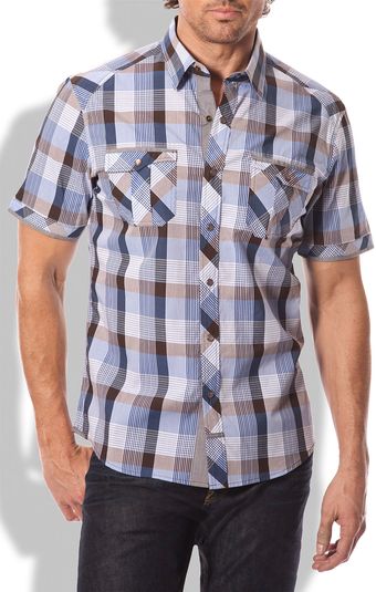 7 Diamonds Crystal Blue Plaid Woven Shirt - Lyst