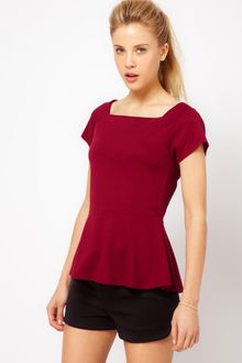 ASOS Collection Asos Top with Square Neck and Peplum - Lyst