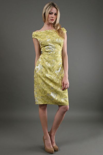 Kay Unger Floral Cap Sleeve Dress in Citrus in Yellow (floral) - Lyst