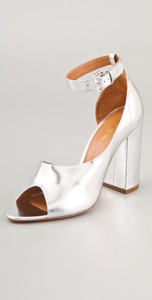 3.1 Phillip Lim Cody Open Toe Pump in Silver - Lyst