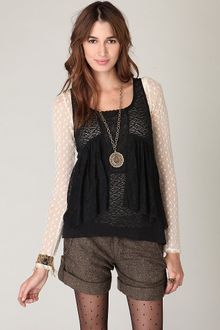 Free People Ruffle Back Mixed Lace Tank - Lyst