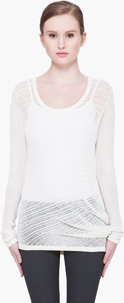 Helmut Lang White Arid Crepe Sweater in White - Lyst