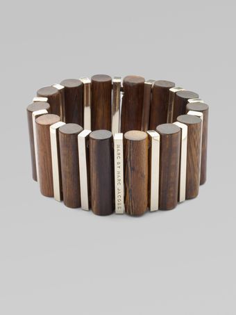  Wood and Metal Stretch Cuff Bracelet 