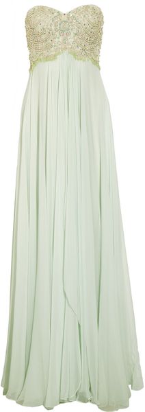 Marchesa Beaded Silk Chiffon Gown - Lyst