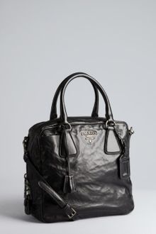 Prada Black Nappa Leather Convertible Satchel - Lyst