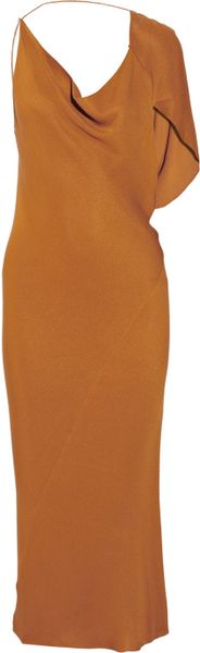 Alexander Wang Asymmetric Silk Crepe Dress in Brown - Lyst