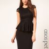 Asos Petite Exclusive Lace Peplum Top in Black - Lyst