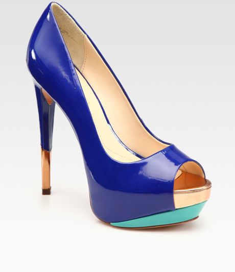blue and brown pumps