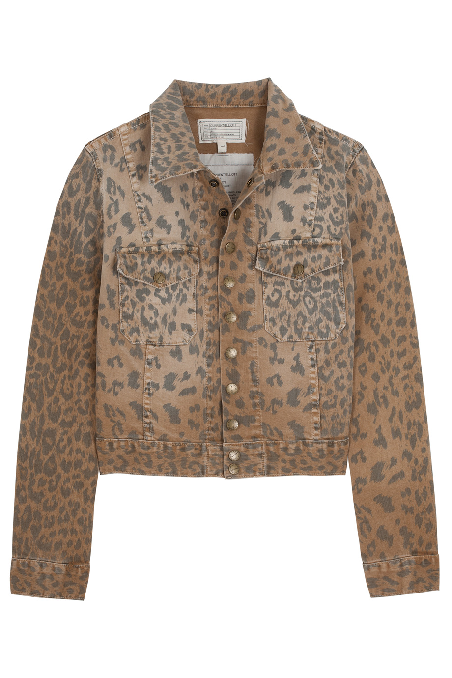 Current/elliott Snap Leopard Print Denim Jacket in Animal (leopard) | Lyst