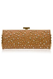 Elie Saab Long Structured Leather and Crystal Clutch - Lyst