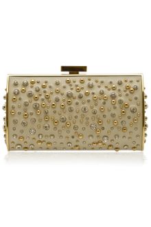 Elie Saab Structured Leather and Crystal Clutch - Lyst