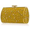 Elie Saab Structured Leather and Crystal Clutch in Gold - Lyst