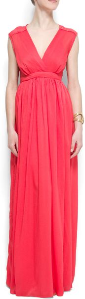 Mango VNeck Gown in Red (7a) - Lyst