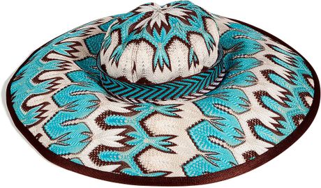 Missoni Turquoise and Chocolate Patterned Hat in Blue (turquoise) - Lyst