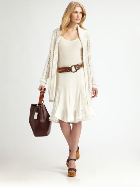 Ralph Lauren Blue Label Belted Summer Cardigan in White - Lyst
