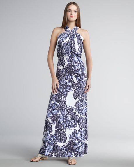 bags Printed Halter Maxi Dress in Purple (multicolor) bags Printed Halter Maxi Dress in Purple (multicolor)