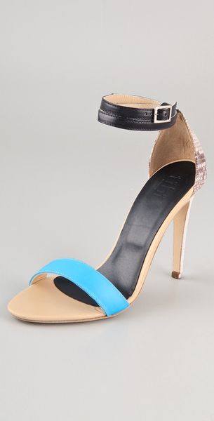 Tibi Amber Snake High Heel Sandals in Blue (sky) - Lyst