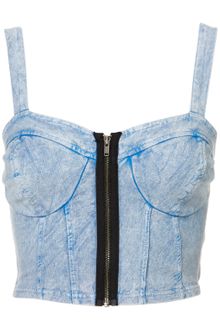 Topshop Denim Zip Bralet - Lyst