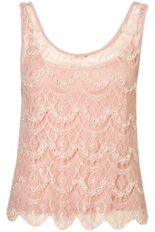 Topshop Scallop Lace Embellished Top - Lyst