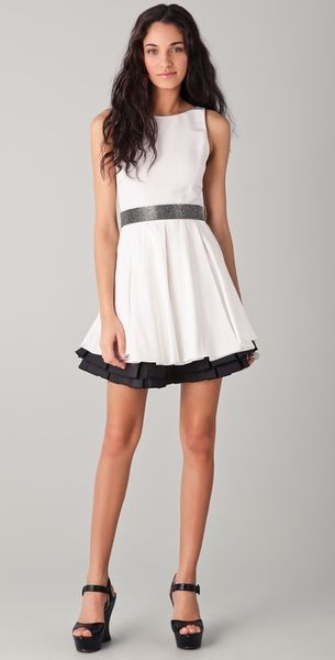 Alice + Olivia Dress Everly Silk Contrast Trim - Lyst