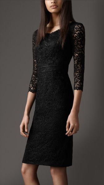 Burberry Lace Boat Neck Dress - Lyst