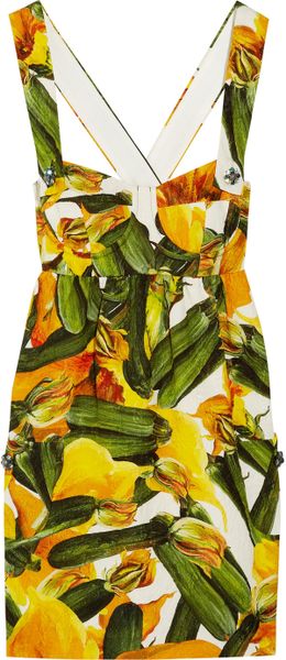 Dolce & Gabbana Printed Brocade Cottonblend Mini Dress in Multicolor (multicolored) - Lyst