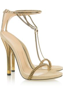 Gucci Chaintrimmed Suede Sandals - Lyst