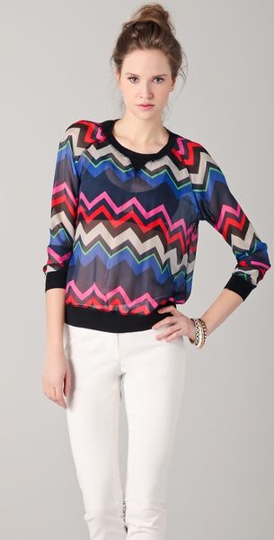 L.a.m.b. Bold Zigzag Silk Top in Multicolor (multi) - Lyst