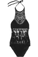Lisa Maree The Feathering Peacock Crocheted Cotton Blend Swimsuit