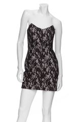 Mason by Michelle Mason Strapless Floral Lace Dress