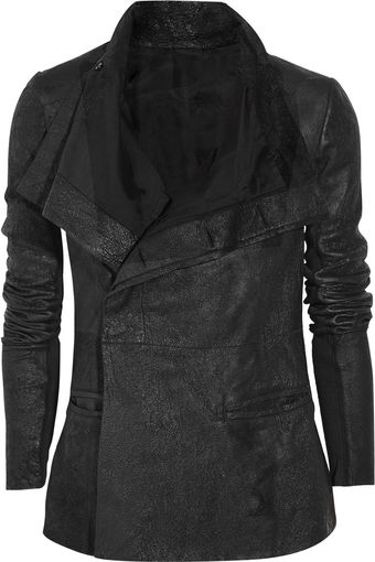 Rick Owens Distressed Leather Jacket - Lyst