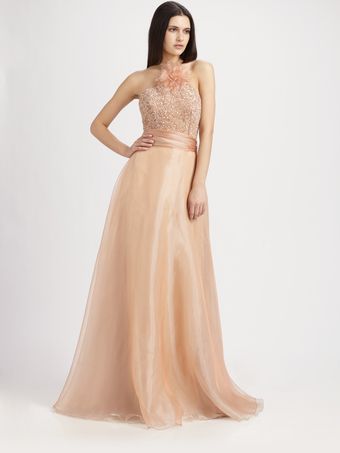 Theia Beaded Organza Gown - Lyst