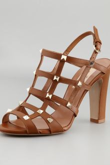 Valentino Rockstud Cage Sandal - Lyst