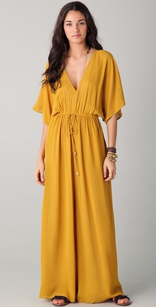 Zimmermann Drawstring Plunge Jumpsuit in Yellow - Lyst