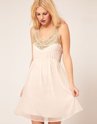 ASOS Collection Chiffon Dress With Embellished Neck - Lyst