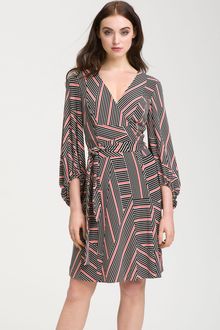 Donna Ricco Blouson Sleeve Jersey Wrap Dress - Lyst